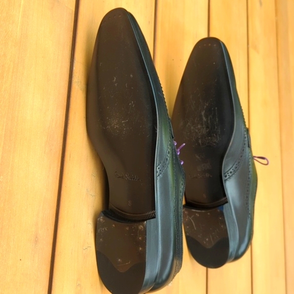 Paul Smith Elegant Black Brogue Dress Shoes  Purple Laces - Size 8 Uk Size 9 US - Picture 5 of 9